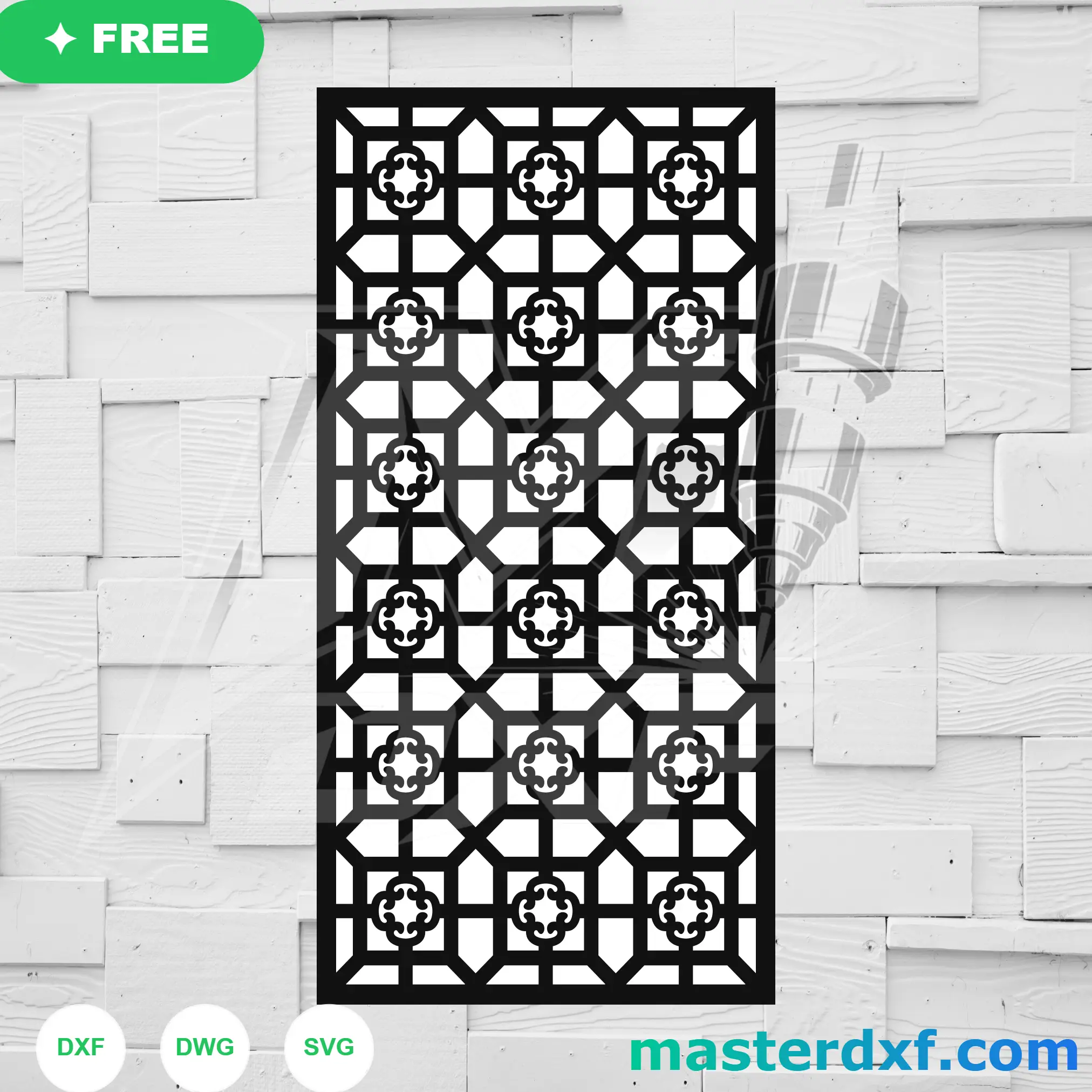 Octagon Medallion Grid DXF Screen for Decorative Doors DXF File